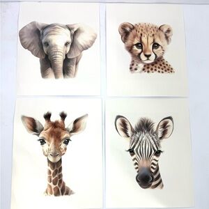 Animal Nursery Poster Prints Set of 4 8x10